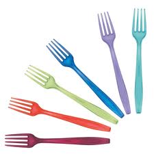 Plastic Forks 25pk - Assorted Colours-0