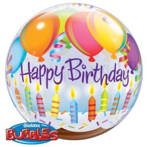 Birthday Balloons & Candles 22" Bubble Balloon-0