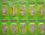 Gold Border Single Number Candles 0-9-0