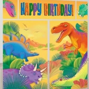 Dinosaur/Prehistoric Party Happy Birthday Scene Setter Decorating Kit -0