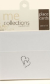 Place Cards - White with Twin Embossed Hearts ( Silver or Gold) packet of 10-0