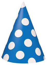 Party Hats Royal Blue polka dot Pk8-0