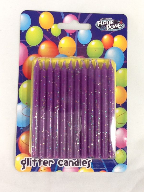 Purple Glitter Candles x 24-0