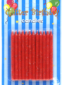 Red Glitter Candles x 24-0