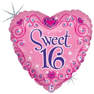 Sweet 16 Sparkles Heart 18" foil balloon-0