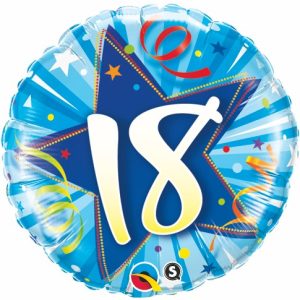 18th Birthday Shining Star Bright Blue 18" foil balloon-0