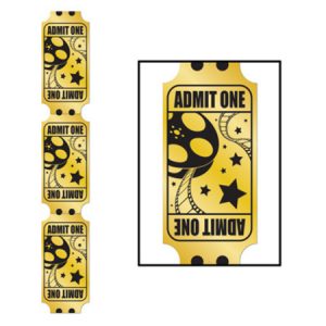 Admit One Jointed Foil Golden Ticket Pull Down 1.8m-0