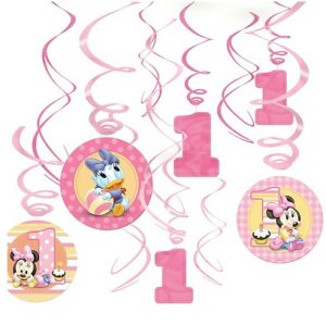 Minnie Mouse 1st Birthday Swirl Decorations 12 pcs-0