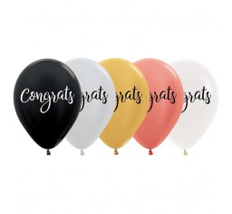 Congrats Metallic Asstd 11"/ 28cm Printed Balloon -0