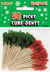 Christmas Frilled Picks 50pk red & green-0