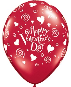 Valentines Swirling Hearts 30cm Printed Balloons-0