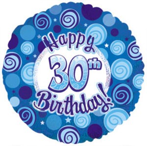 30th Blue Dazzeloon 18" Foil balloon-0