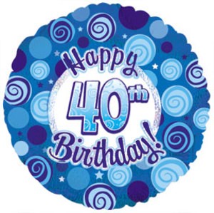 40th Birthday Dazzeloon Blue 18" Foil balloon-0