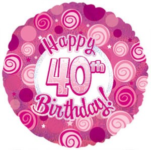 40th Birthday Dazzeloon Pink 18" Foil balloon-0