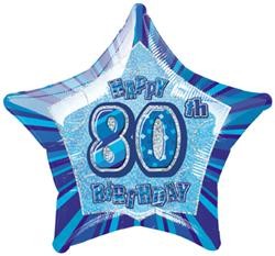 80th Birthday Glitz Blue 20" Foil balloon-0