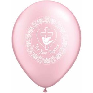 Baptism Dove 28cm/11" Printed Balloon- Pink & Blue-0