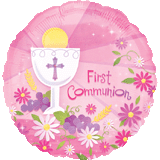 1st Communion 18" Foil Balloon Pink-0