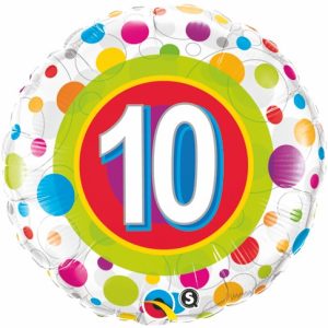 10th Birthday Colourful Dots 18" foil balloon-0