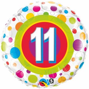 11th Birthday Colourful Dots 18" foil balloon-0