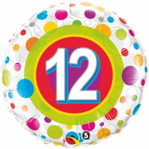 12th Birthday Colourful Dots 18" foil balloon-0