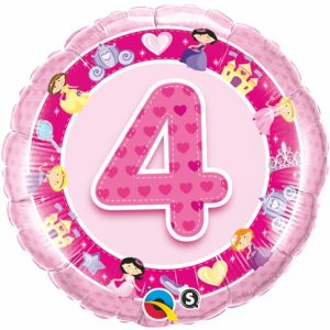 4th Birthday Pink Princess 18" foil balloon-0