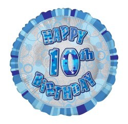 10th Birthday Blue 18" foil balloon-0