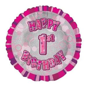 1st Birthday Pink 18" Foil Balloon-0