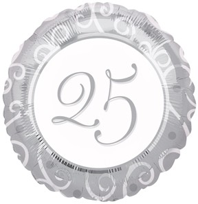 25th Silver 18" Foil Balloon-0