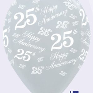 25th Anniversary Pearl Silver 28cm Printed Balloon -0