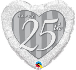 25th Silver Heart 18" Foil Balloon-0