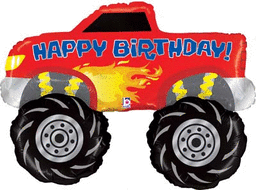 Monster Truck Happy Birthday 40" Shape Foil Balloon-0