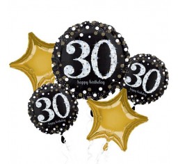 30th Sparkling Birthday Balloon Bouquet Kit-0