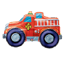 Team Rescue Fire Truck Shape Foil Balloon-0