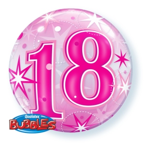 18 Pink Starburst Sparkle 22" Bubble Balloon-0