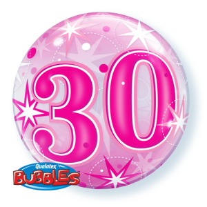 30 Pink Starburst Sparkle 22" Bubble Balloon-0