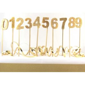 Azrah Gold Glitter Number Candles 0-9-0