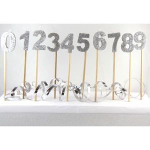 Azrah Silver Glitter Number Candles 0-9-0