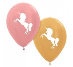 Unicorn Rose Gold & Pearl Gold Printed Balloon -0