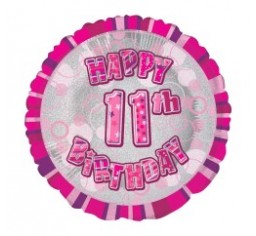 11th Birthday Pink 18" foil balloon-0