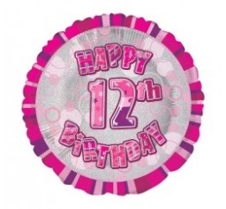 12th Birthday Pink 18" foil balloon-0