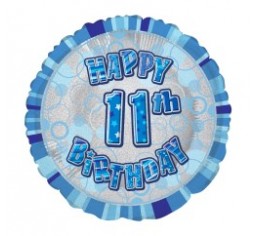 11th Birthday Blue 18" foil balloon-0