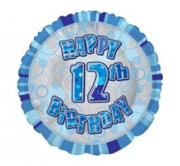 12th Birthday Blue 18" foil balloon-0