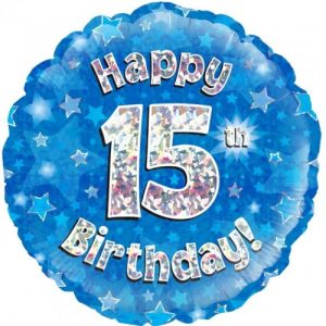 15th Birthday Blue 18" foil balloon-0