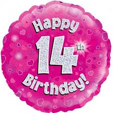 14th Birthday Pink 18" foil balloon-0