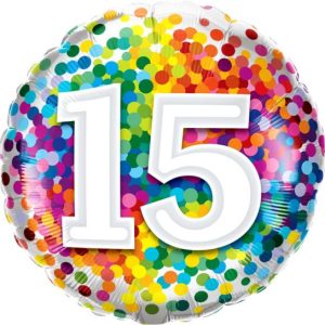 15th Birthday Rainbow Confetti 18" foil balloon-0