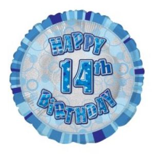 14th Birthday Blue Unique Foil 18"-0