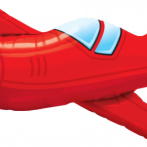 Red Vintage Airplane Supershape Foil Balloon-0