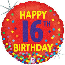 16th Birthday Birthday Confetti 18" foil balloon-0