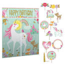 Unicorn Giant Happy Birthday Scene Setter Decorating Kit -0